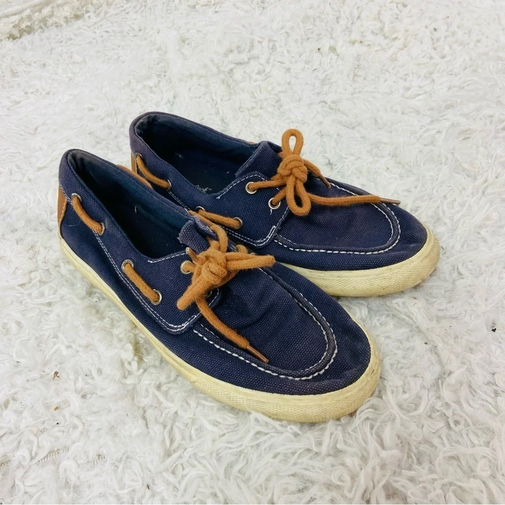 Cat & Jack Navy Blue Canvas Boat Shoes size 4